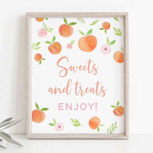 Peach Floral Sweet Treats Birthday Sign