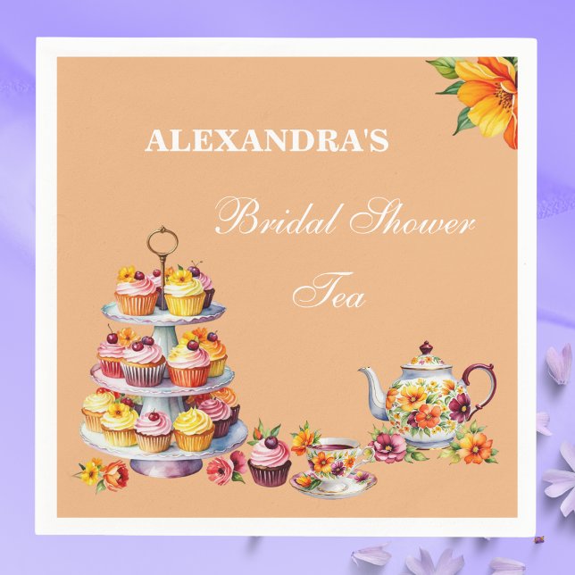 Peach Floral Tea Party Bridal Shower  Napkins (Creator Uploaded)