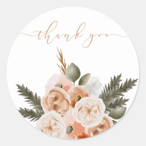 Peach Floral Thank You Envelope Seals