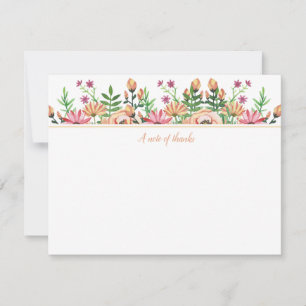Peach Floral Thanks Note Card