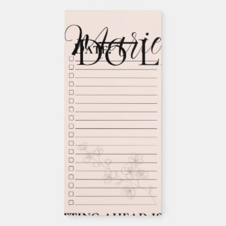 Peach Floral To Do List Pad/ Elegant Checklist Magnetic Notepad