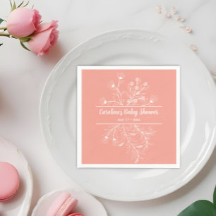 Peach Floral Vintage Baby Shower Napkins