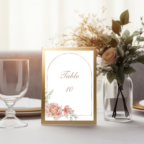 Peach Floral Watercolor Wedding Table Number Cards