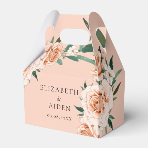Peach Floral Wedding Collection Favor Box