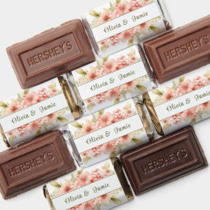 Peach  Floral Wedding Couple Hershey's Miniatures