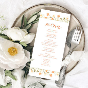 Peach Floral Wedding Custom Menu