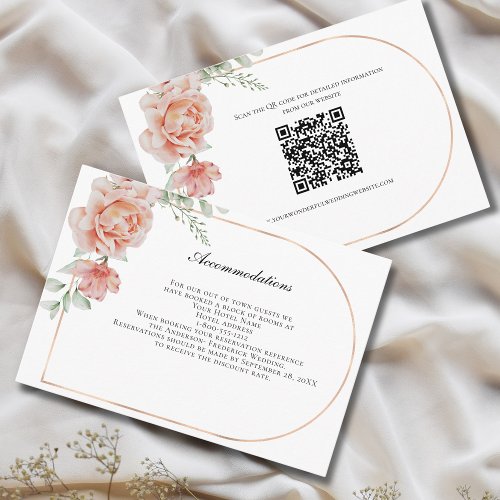 Peach Floral Wedding Details Enclosure Card