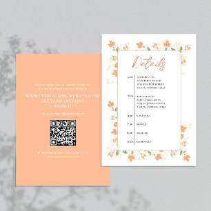 Peach Floral Wedding Details RSVP Enclosure Card