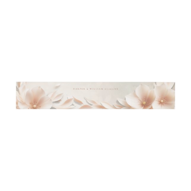 Peach floral wedding invitation  belly band (Flat)
