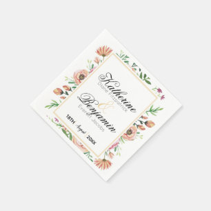 Peach Floral Wedding Napkins