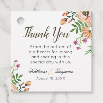 Peach Floral Wedding Thank You Favor Tags by capturedbyKC at Zazzle