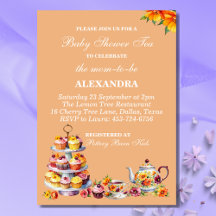 Peach Floral Whimsical Tea Baby Shower