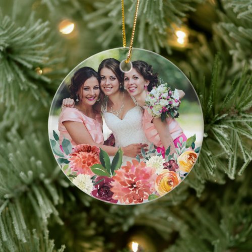 Peach Floral Worlds Greatest Bridesmaid Ornament