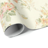 Peach Floral Wrapping Paper (Roll Corner)