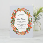 Peach Floral Wreath Bridal Shower Invitation (Standing Front)