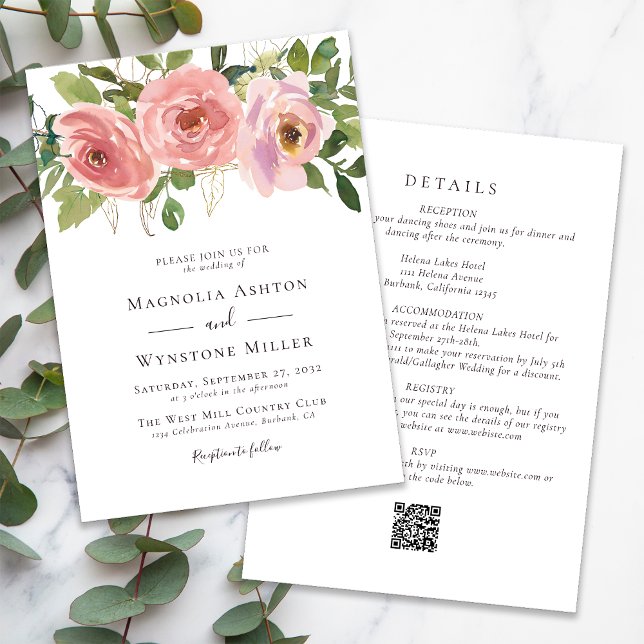Peach Florals All in One Wedding Invitation (Creator Uploaded)