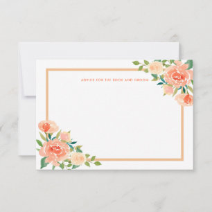 Peach Florals Border   Wedding Advice Card