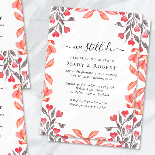 Peach Florals We Still Do Vow Renewal 50th Wedding Invitation