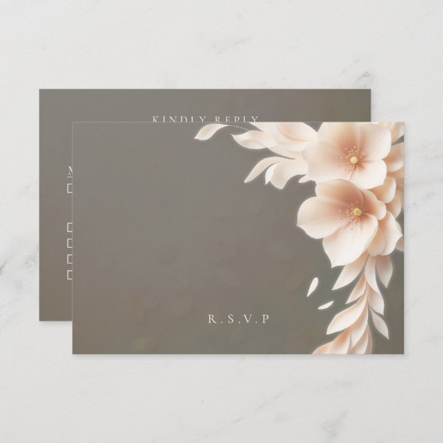 Peach florals wedding meal choices RSVP (Front/Back)