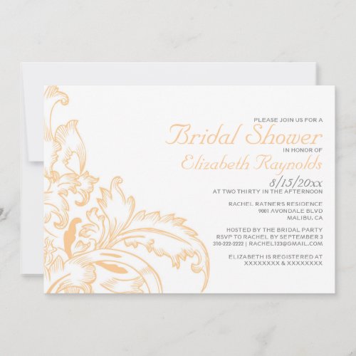 Peach Flourish Bridal Shower Invitations
