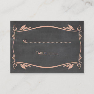 Peach Flourish Chalkboard Place Card