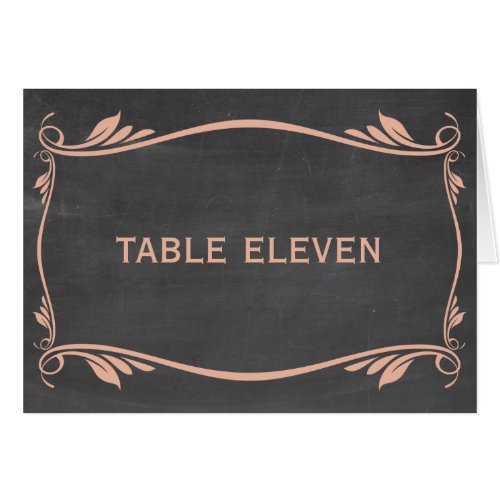 Peach Flourish Chalkboard Table Number Card