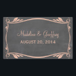 Peach Flourish Chalkboard Wedding Stickers<br><div class="desc">Elegant and trendy Flourish Chalkboard Wedding Stickers featuring a chalkboard look background and a fancy swirl and leaf art deco border in peach. Easy to customize,  simply add your wedding details. Click "Customize It" to find more personalization options.</div>