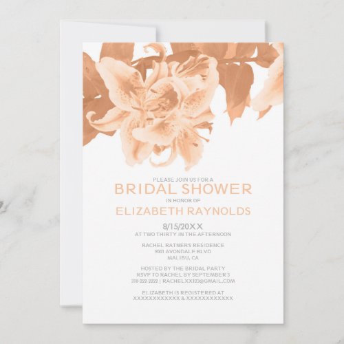 Peach Flower Bridal Shower Invitations
