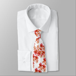 Peach Flower Illustration Floral Neck Tie