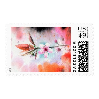 Peach Flower in Bloom Postage Stamp