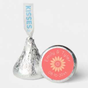 Peach Flower on Coral Personalized Wedding Hershey®'s Kisses®