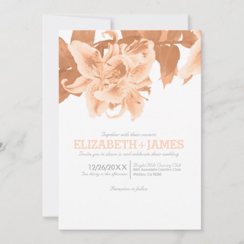 Peach Flower Wedding Invitations