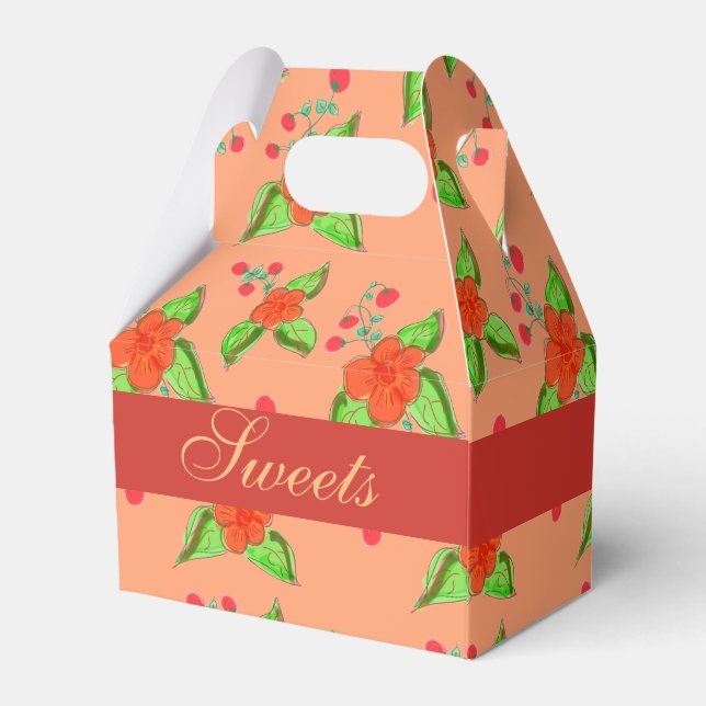 Peach Flowered Wedding Favor Boxes (Back Side)