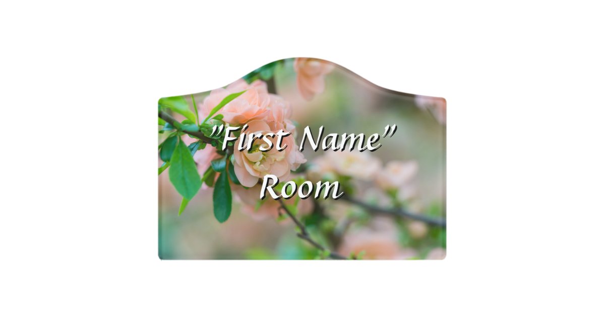 Quince Tree Sign Peach Flowering Quince Room Sign | Zazzle
