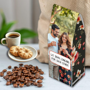 Peach flowers and leaves pattern wedding photo roasted coffee