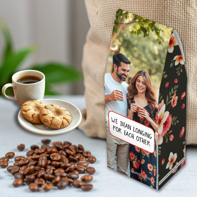 Peach flowers and leaves pattern wedding photo roasted coffee (Creator Uploaded)