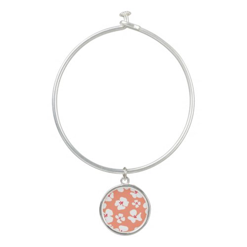 Peach flowers bangle bracelet