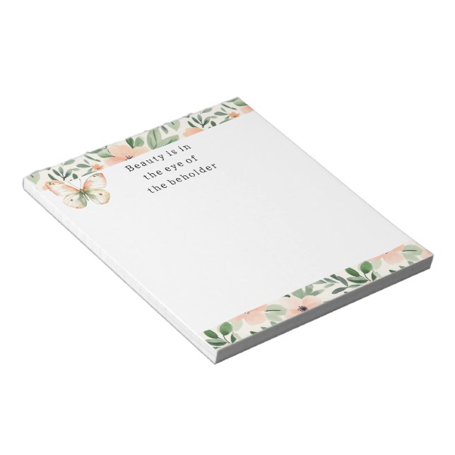 Peach Flowers Beauty Beholder Notepad (Angled)