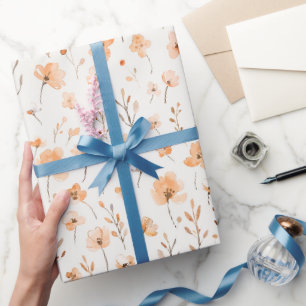Peach Flowers Birthday Wrapping Paper
