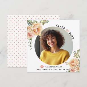 Peach flowers Class of 2026 graduation photo Announcement