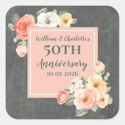 Peach Flowers Custom Anniversary Favor Tag