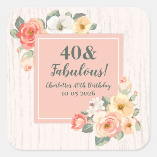 Peach Flowers Custom Birthday Favor Tag