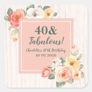 Peach Flowers Custom Birthday Favor Tag