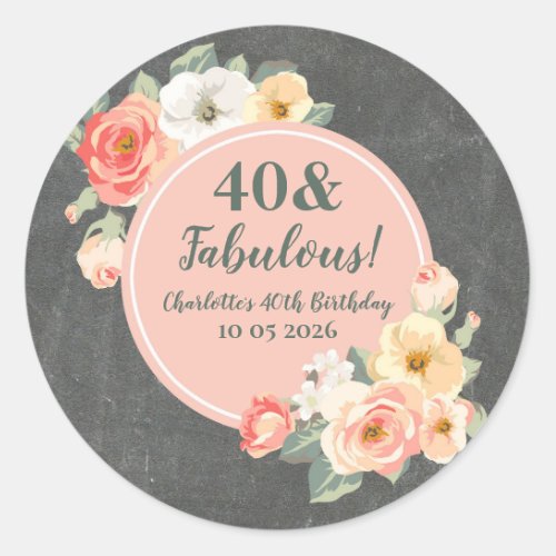 Peach Flowers Custom Birthday Favor Tag