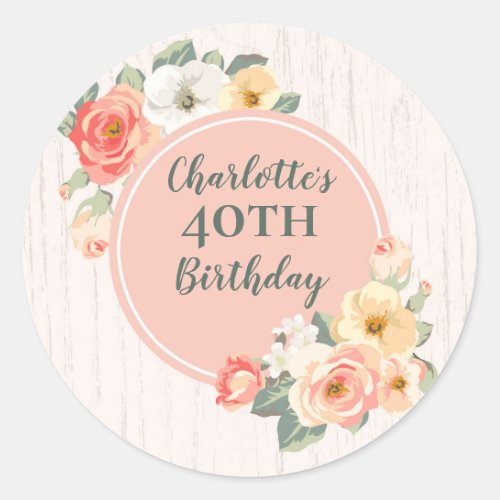 Peach Flowers Custom Birthday Favor Tag