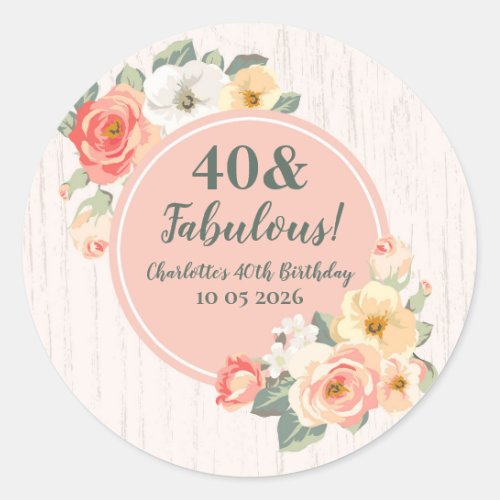 Peach Flowers Custom Birthday Favor Tag