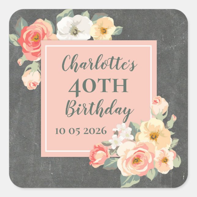 Peach Flowers Custom Birthday Favor Tag (Front)