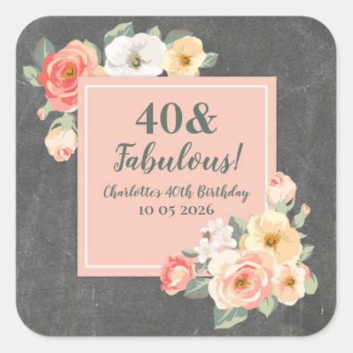 Peach Flowers Custom Birthday Favor Tag