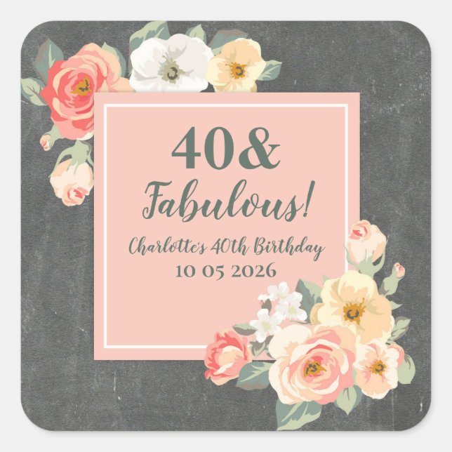 Peach Flowers Custom Birthday Favor Tag (Front)