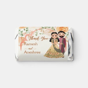 Peach flowers cute Indian bridal couple customized Hershey's Miniatures